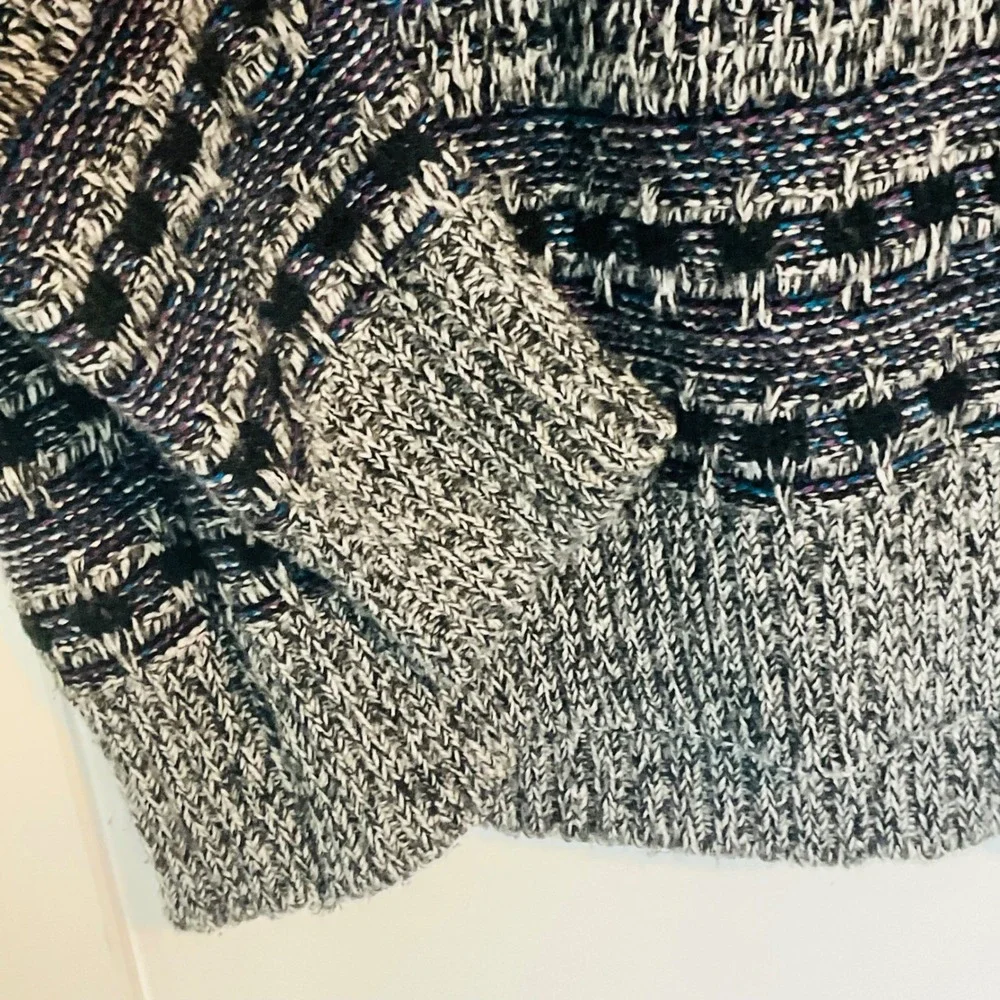 METHOD men's Vtg. sweater 90s retro‎ gray blue black crew neck geometric grandpa